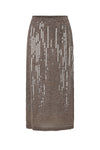 SWAYING Fall/Winter 2025: Beaded alpaca wool sweater/skirt set SW-SW-SW25AW3B04-HUIZONG (Gray-brown) Skirt (SW25AW1T07C1S4)